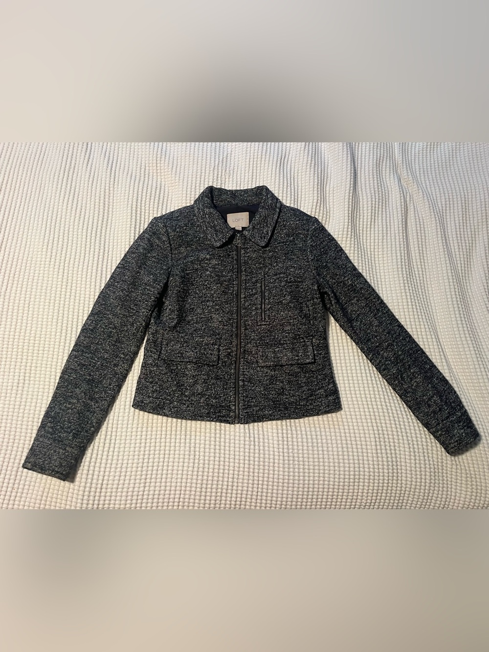 LOFT Black-Gray Wool Zip Jacket